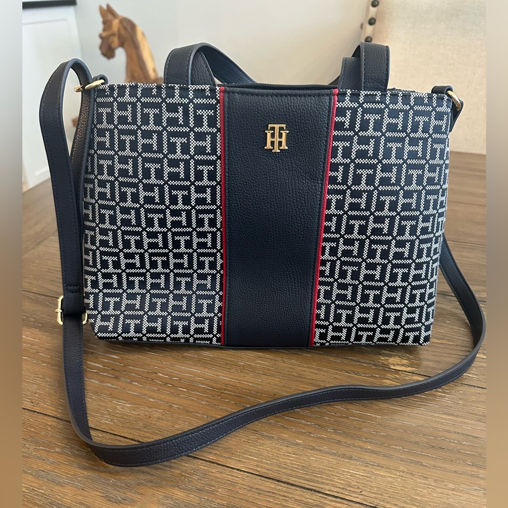 Tommy Hilfiger Blue and White‎ Geometric Tote